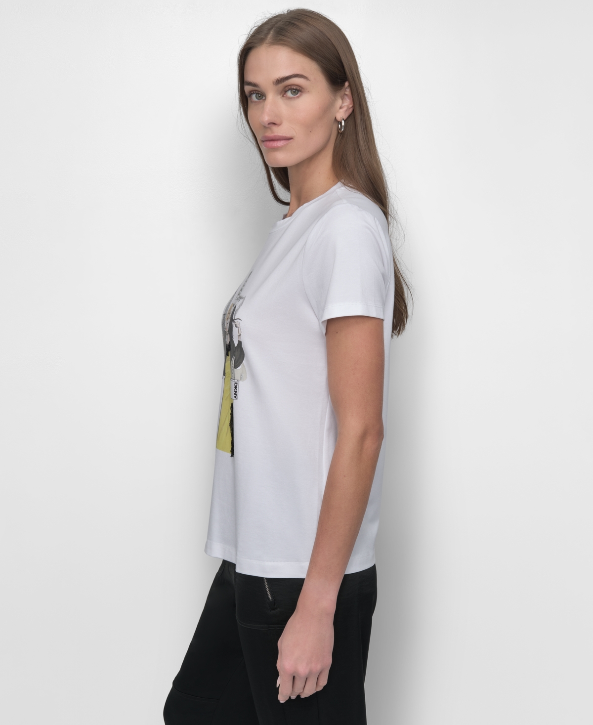 Shop Dkny Women's Short-sleeve Graphic T-shirt In White