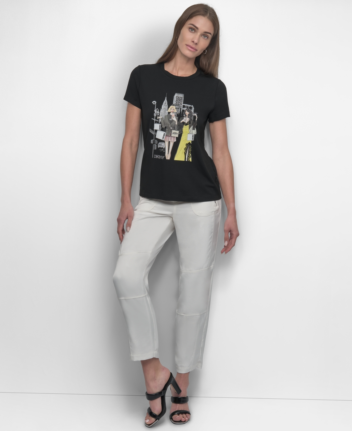 Shop Dkny Women's Short-sleeve Graphic T-shirt In Black