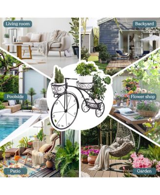 Flower Cart Pot Display Rack - Bronze