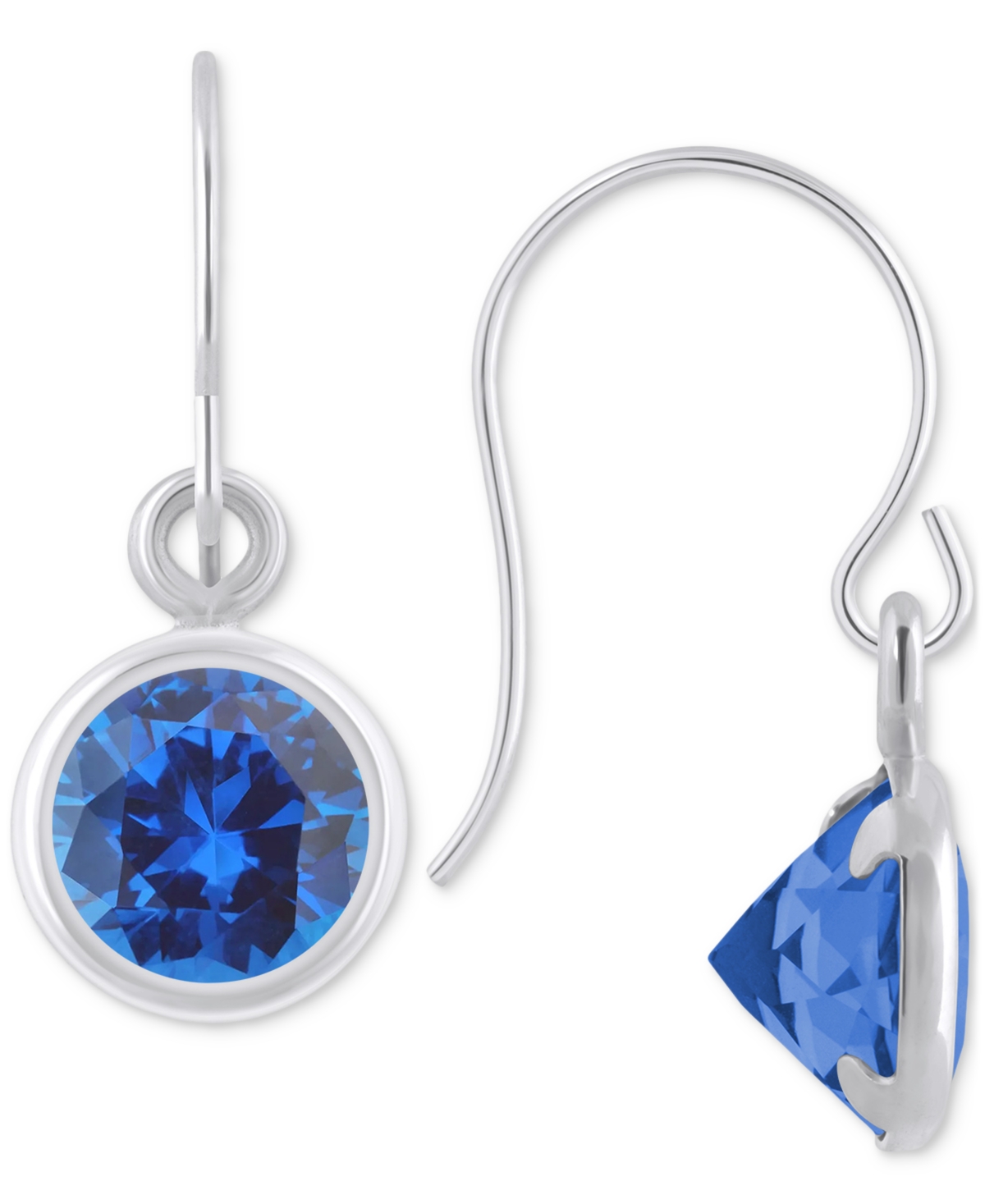 Macy's Created Sapphire Oval Stud Earrings (1-1/2 Ct. T.w.) In 10k Yellow Gold (also In Additional Gemstone In Sapphire,white Gold