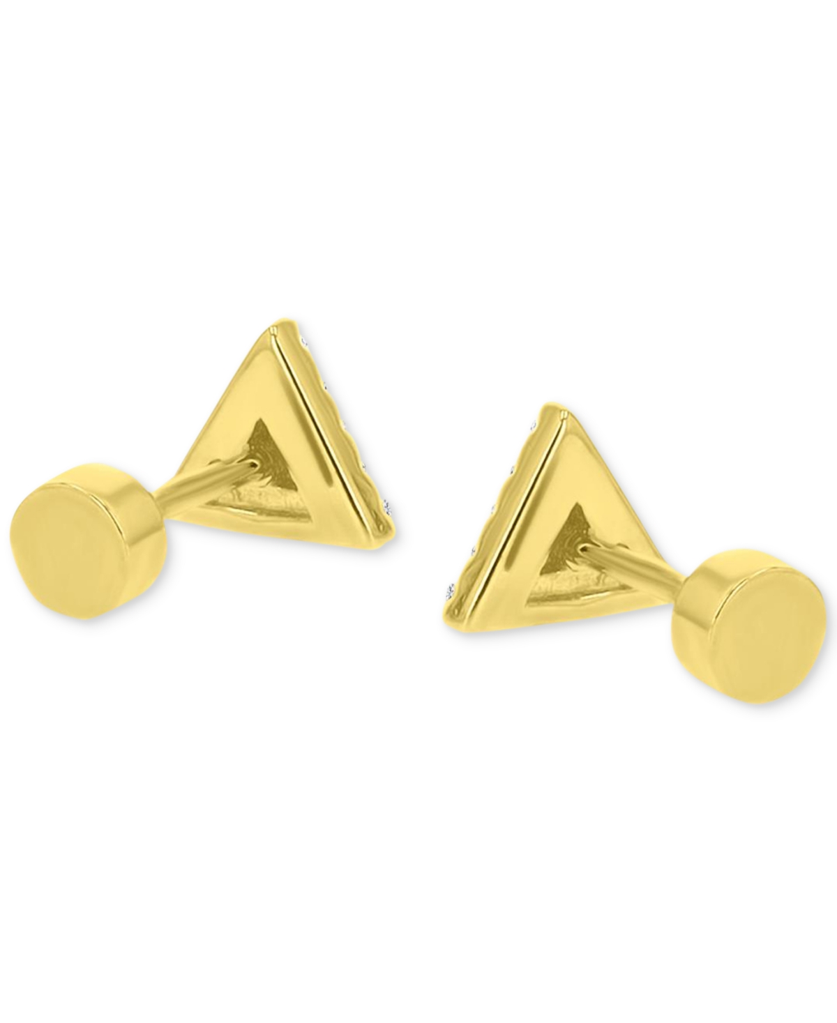 Macy's Cubic Zirconia Triangle Stud Earrings (1/4 Ct. T.w.) In 14k Gold-plated Sterling Silver In Gold
