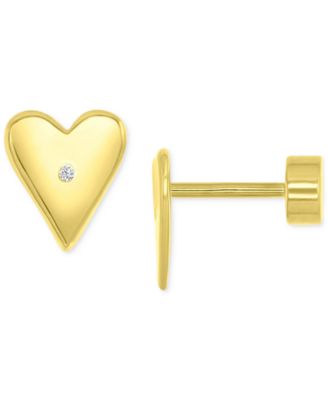 Pav&eacute; Heart Stud Earrings in 14k Gold-Plated Sterling Silver