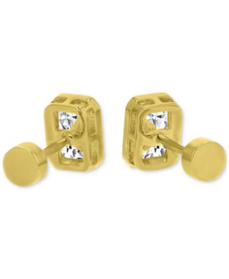 Cubic Zirconia Rectangle Stud Earrings (2-1/4 ct. t.w.) in 14k Gold-Plated Sterling Silver