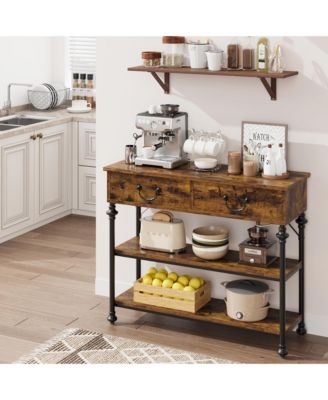 Console Tables for Entryway, Small Entryway Table with 2 Drawers, Narrow Console Table with Storage Shelves for Living Room