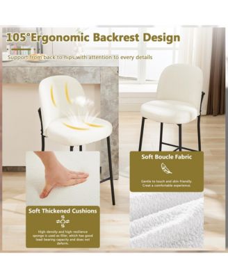 Bar Stools Set of 4, 28 Inches Modern Counter Height Bar Stools with High Back Metal Legs, Upholstered Tall Barstools for Kitchen Island, Cafe, Pub