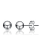 GiGiGirl Sterling Silver White Gold Plated Round Ball Stud Earrings - Silver