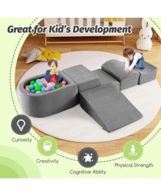 5PCS Climb and Crawl Playset with Ball Pit for Kids Zippers for Playroom