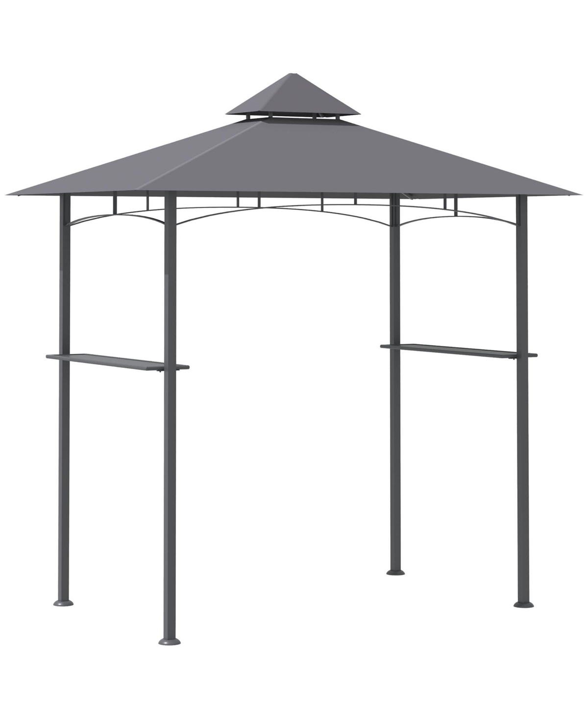 8' x 5' Hardtop Grill Gazebo with Double Roof Bbq Gazebo, - Brown