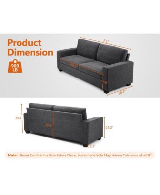3-Seater Corduroy Sofa with Removable Cover and Deep Seats
