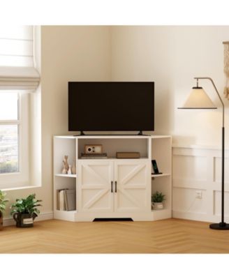Corner Tv Stand for Tvs Up to 55 Inch with Power Outlet