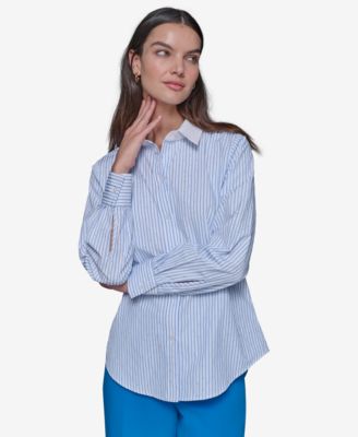 KARL LAGERFELD PARIS - Women's Striped Rhinestone Shirt