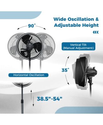 16" Oscillating Misting Pedestal Fan with Hose Connector and 3 Micro-Mist Levels