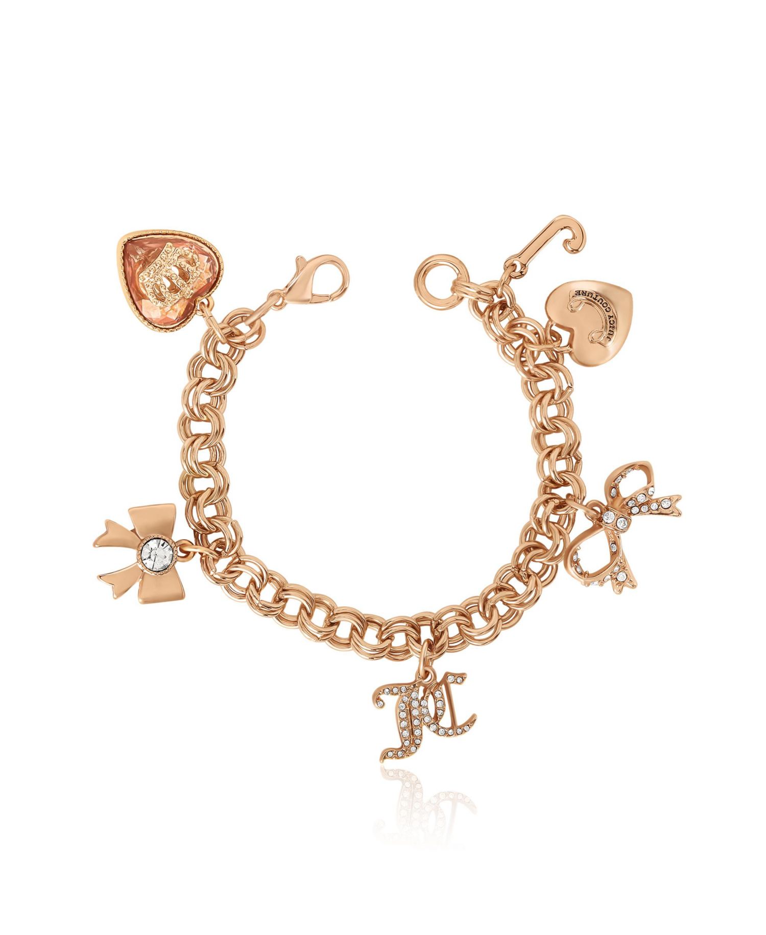 -Tone Charm Bracelet with Bow and PavÃ© Details