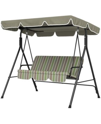 Slickblue - Outdoor 3 Person Patio Swing Chair with Durable Steel Frame for Garden and Porch Seating Beige