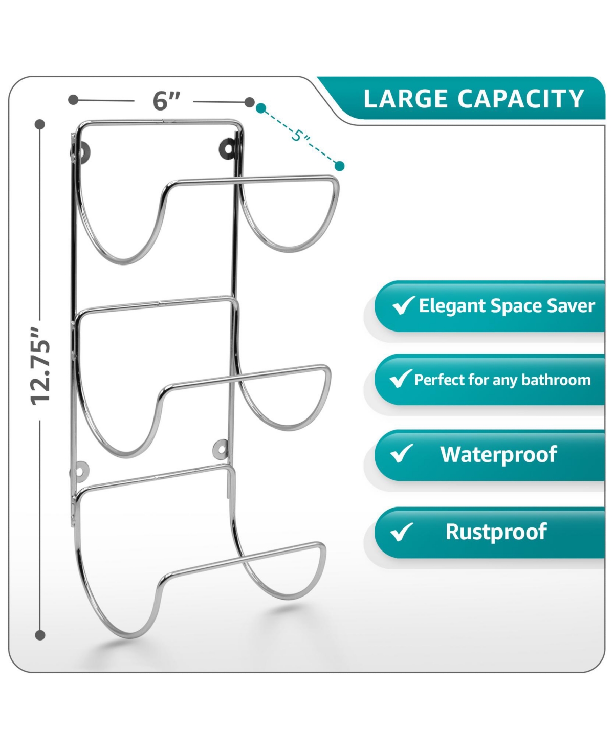 Sorbus Set of 4 Wall-Mount Towel Rack - Great for Organizing Rolled Bath Towels, Washcloths, Linens (Holds 12