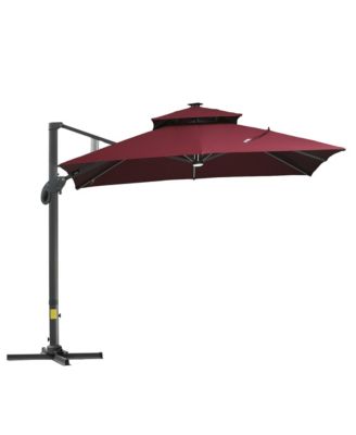 10x10ft Shade Umbrella with Solar LED Cold Lighted, Wine