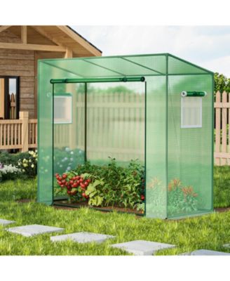 Outdoor Portable PE Cover Heavy-Duty Metal Frame Roll-up Zipper Door Walk-in Greenhouse