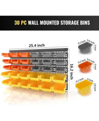 Garage Organizer Bins, 30PC Wall Mount Storage Small Parts Bins With Peg Board And Install Screws, Store Your Nuts, Bolts, Screws, Nails, Beads