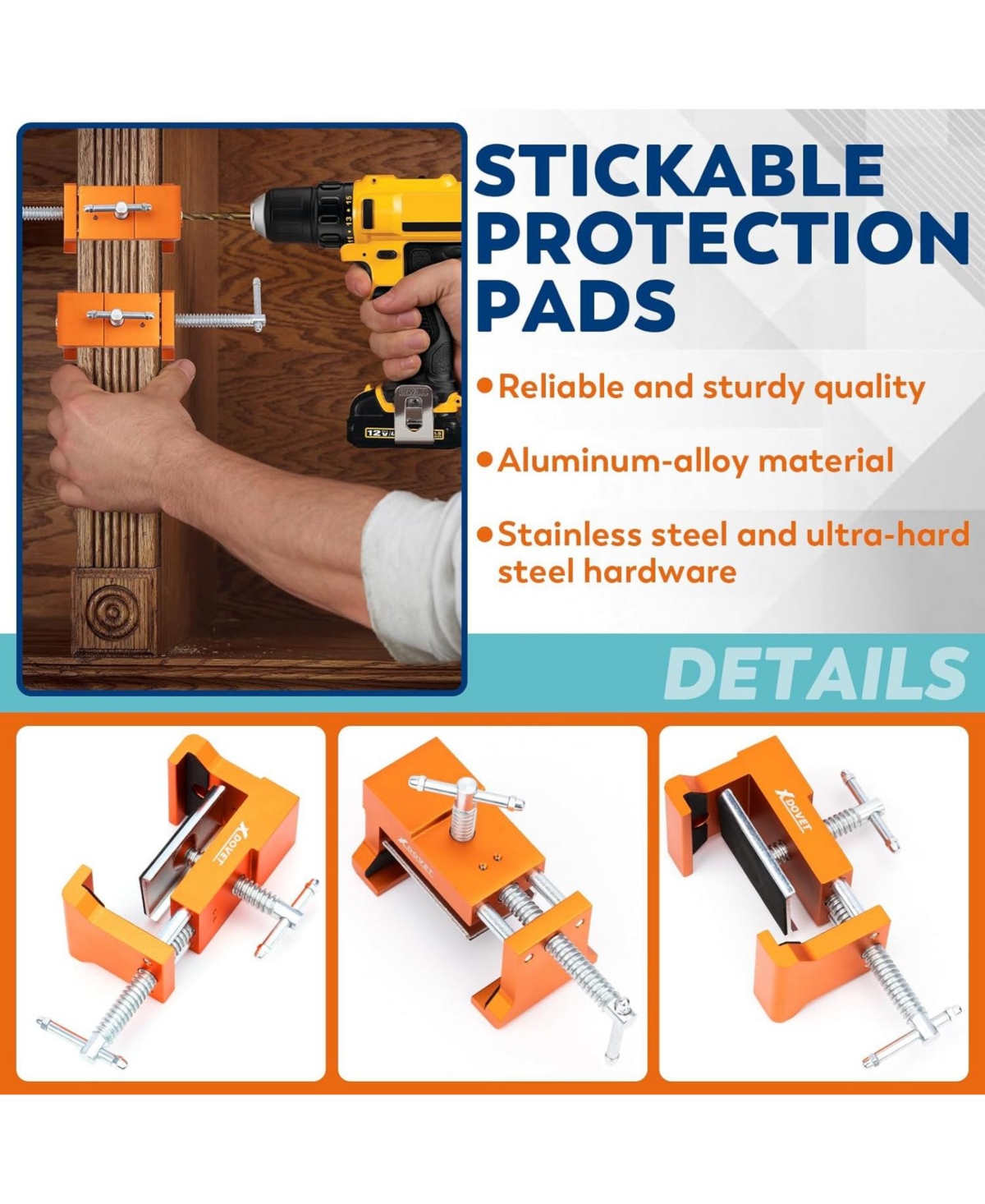 Xdovet Cabinet Clamps Face Frame Cabinet Clamps for Cabinets Installation Easy to Operate and Accurate Positioning Complimentary a Drill Orange-2Pack