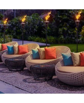 4 Pack 5ft Outdoor Metal Patio Torches - Includes Fiberglass Wick and Snuffer Cap