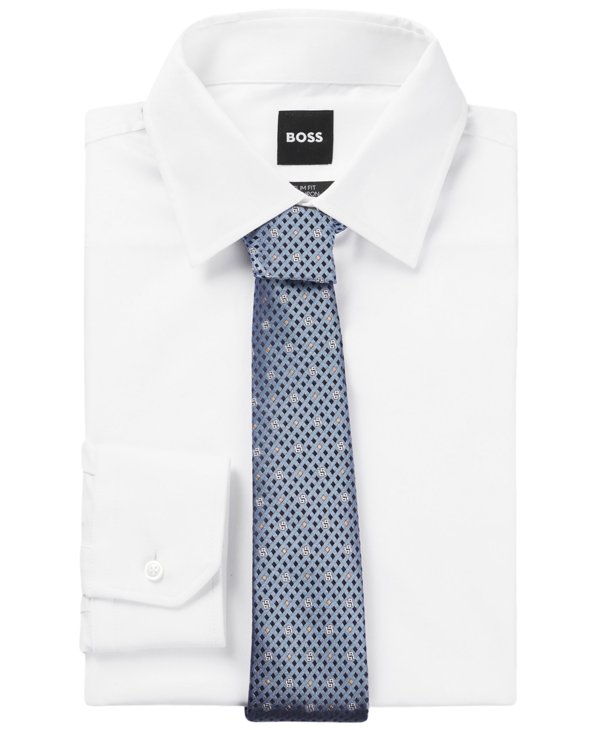 Hugo Boss Boss By  Men's Silk Jacquard Double D Monogram Tie In Open Blue