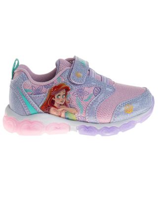 Toddler and Little Girls the Little Mermaid Hook and Loop Light Up Fashion Sneakers