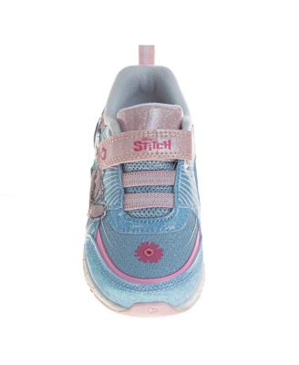 Toddler and Little Girls Stitch and Angel Hook and Loop Pull Tab Light Up Fashion Sneakers