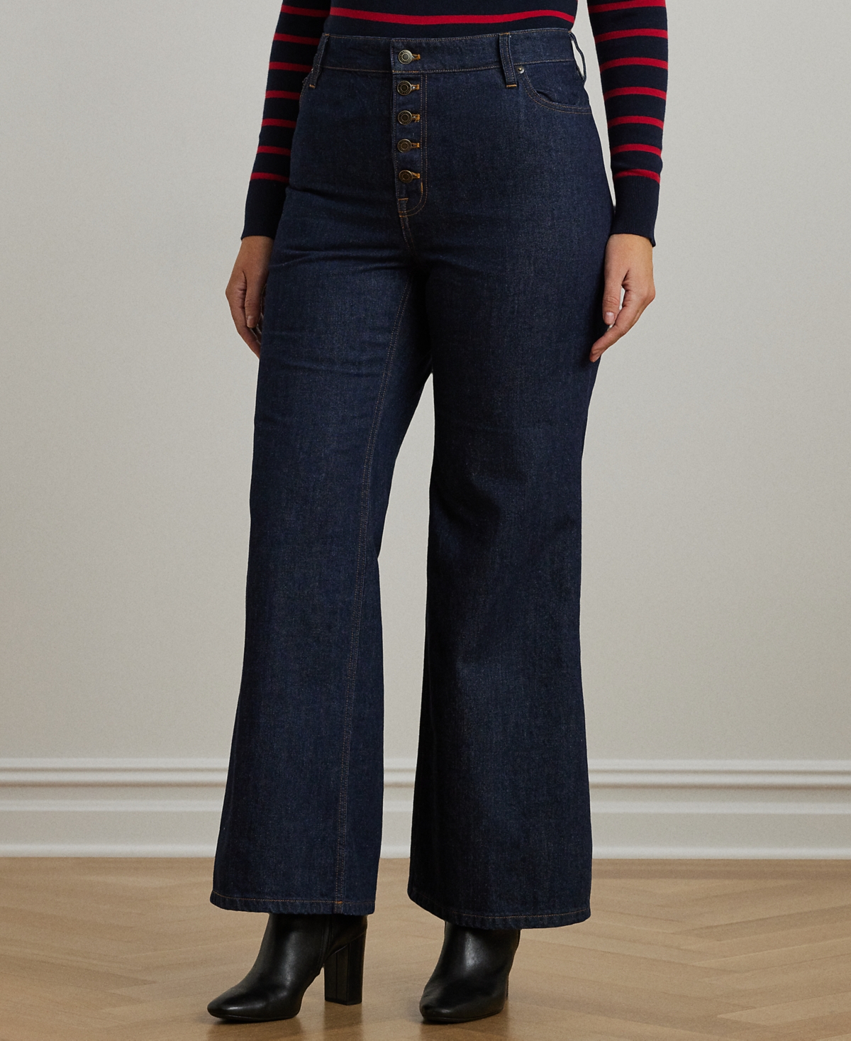 Plus Size High-Rise Flare Jeans - Rinse Wash