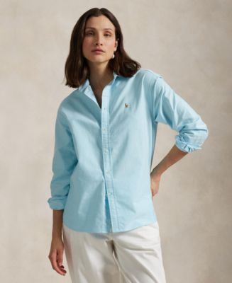 売れ筋商品|||ラルフローレン カットソー トップス レディース Women's Relaxed-Fit Oxford Shirt Blue 31294298_fpx.tif?$filterlrg$&