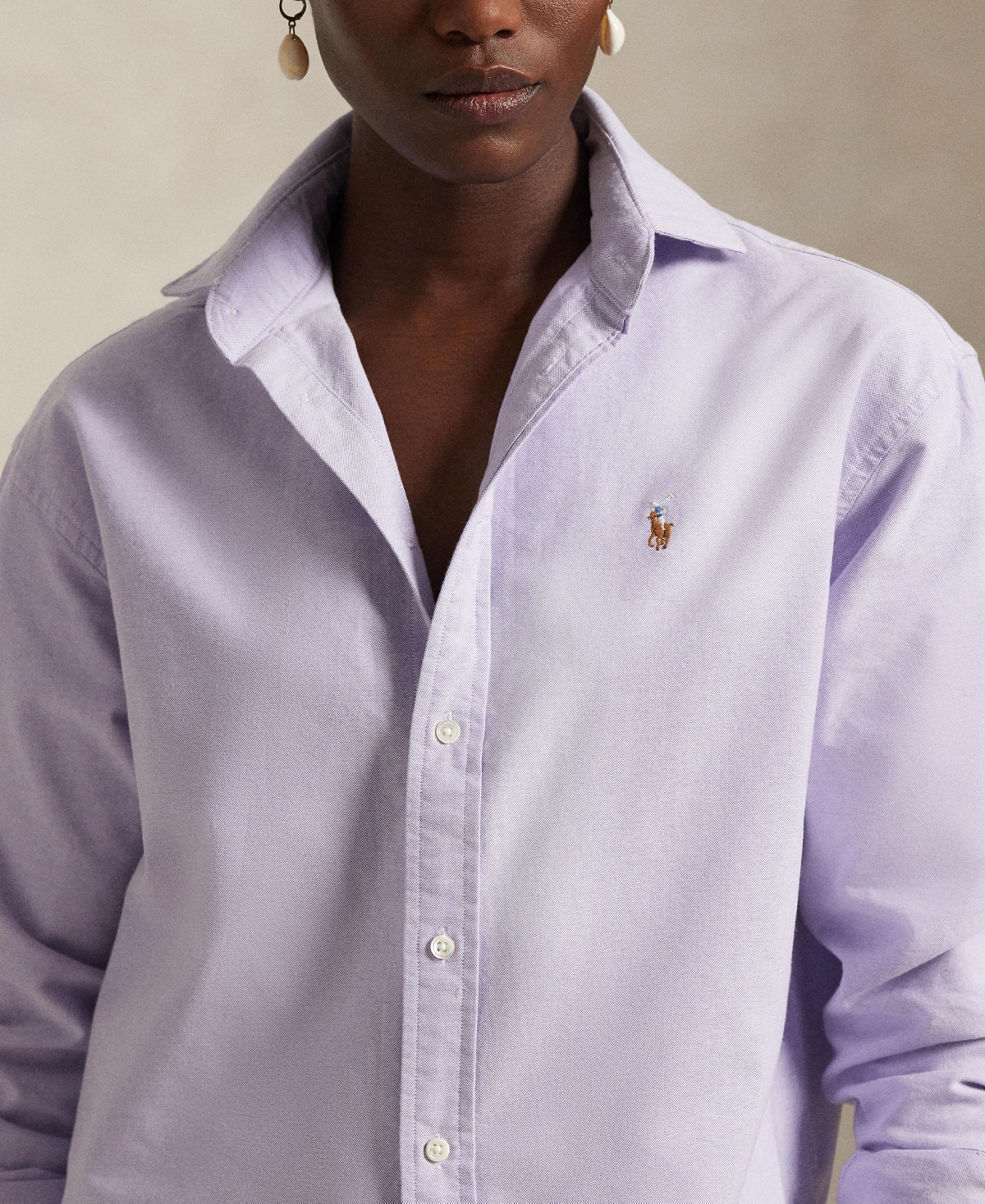 Shop Polo Ralph Lauren Women's Relaxed-fit Cotton Oxford Shirt In Sky Lavendar