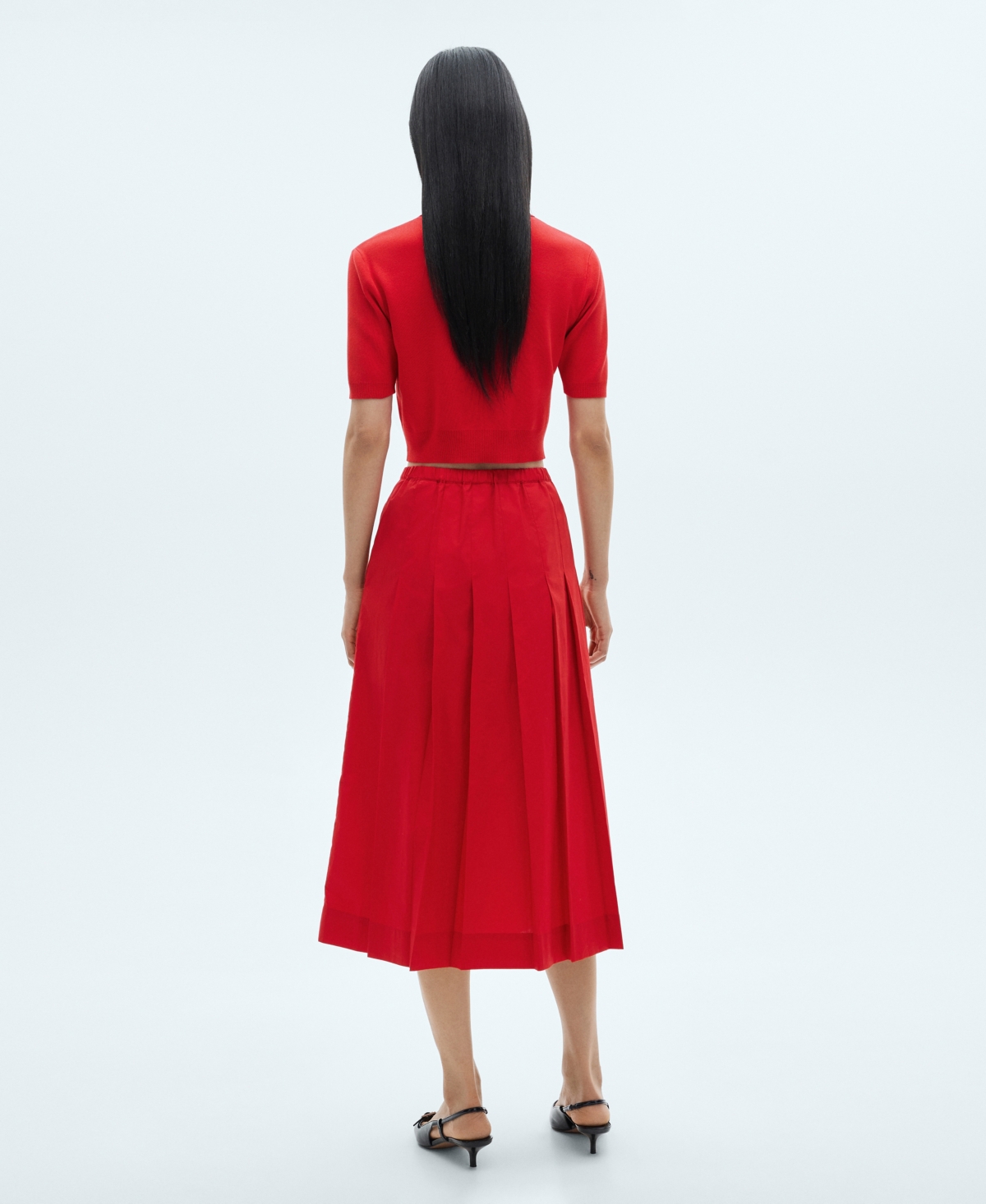 MANGO WOMEN'S COTTON PLEATED SKIRT 
