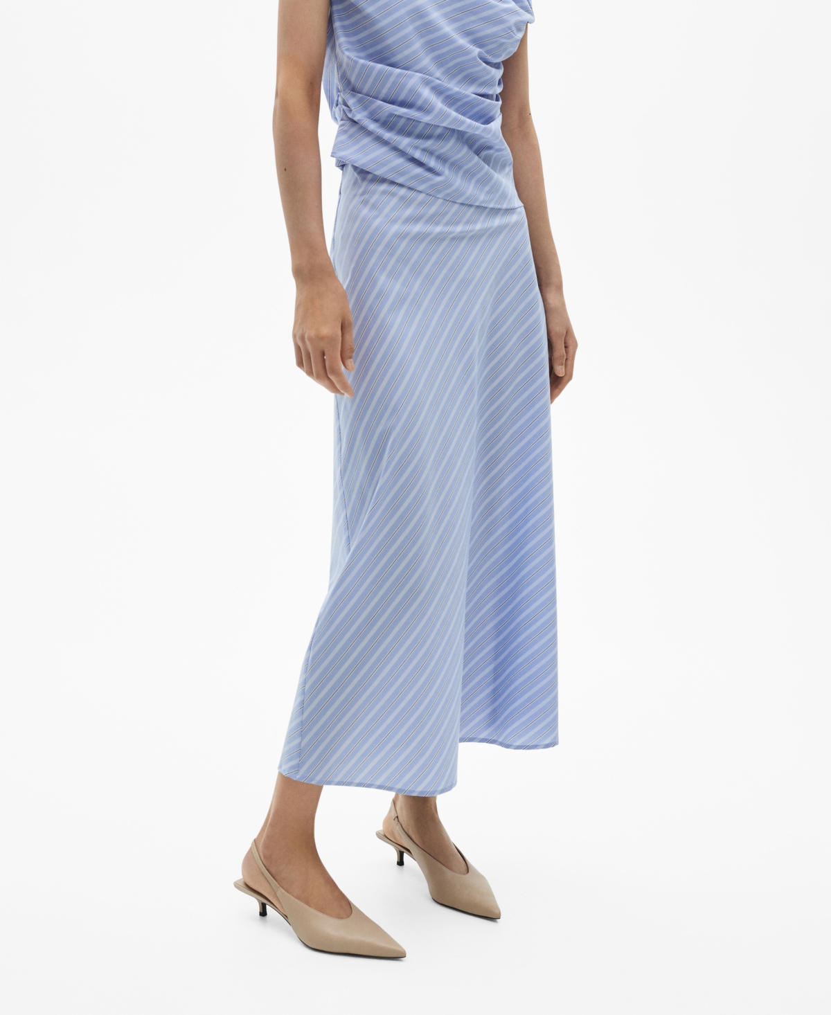 Mango Women's Striped Midi Skirt In Blue