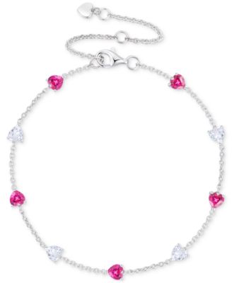 Lab Created Ruby (5-1/2 ct. t.w.) & White Sapphire (5-1/2 ct. t.w.) Heart Necklace, Bracelet & Earrings in Sterling Silver