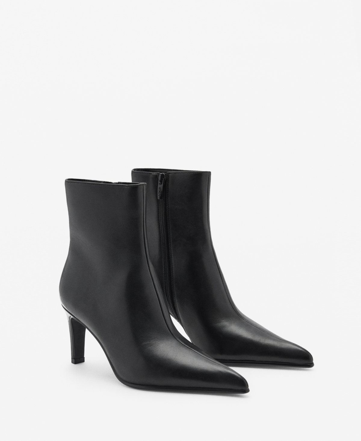 Shop Mango Women's Leather Pointed Ankle Boots In Black