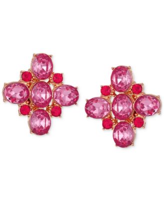 GUESS - Gold-Tone Stone & Imitation Pearl Flower Clip-On Stud Earrings
