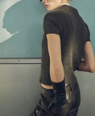 Women's Short Sleeve Polo Neck Sweater