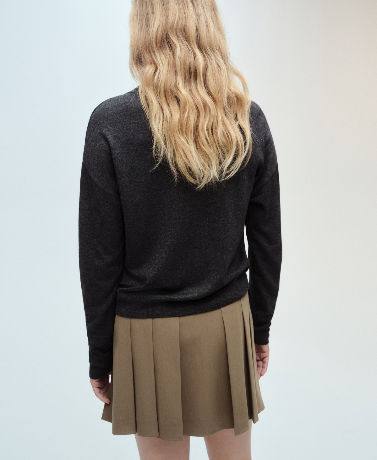Mango V-neck Cardigan In Dark Heather Gray