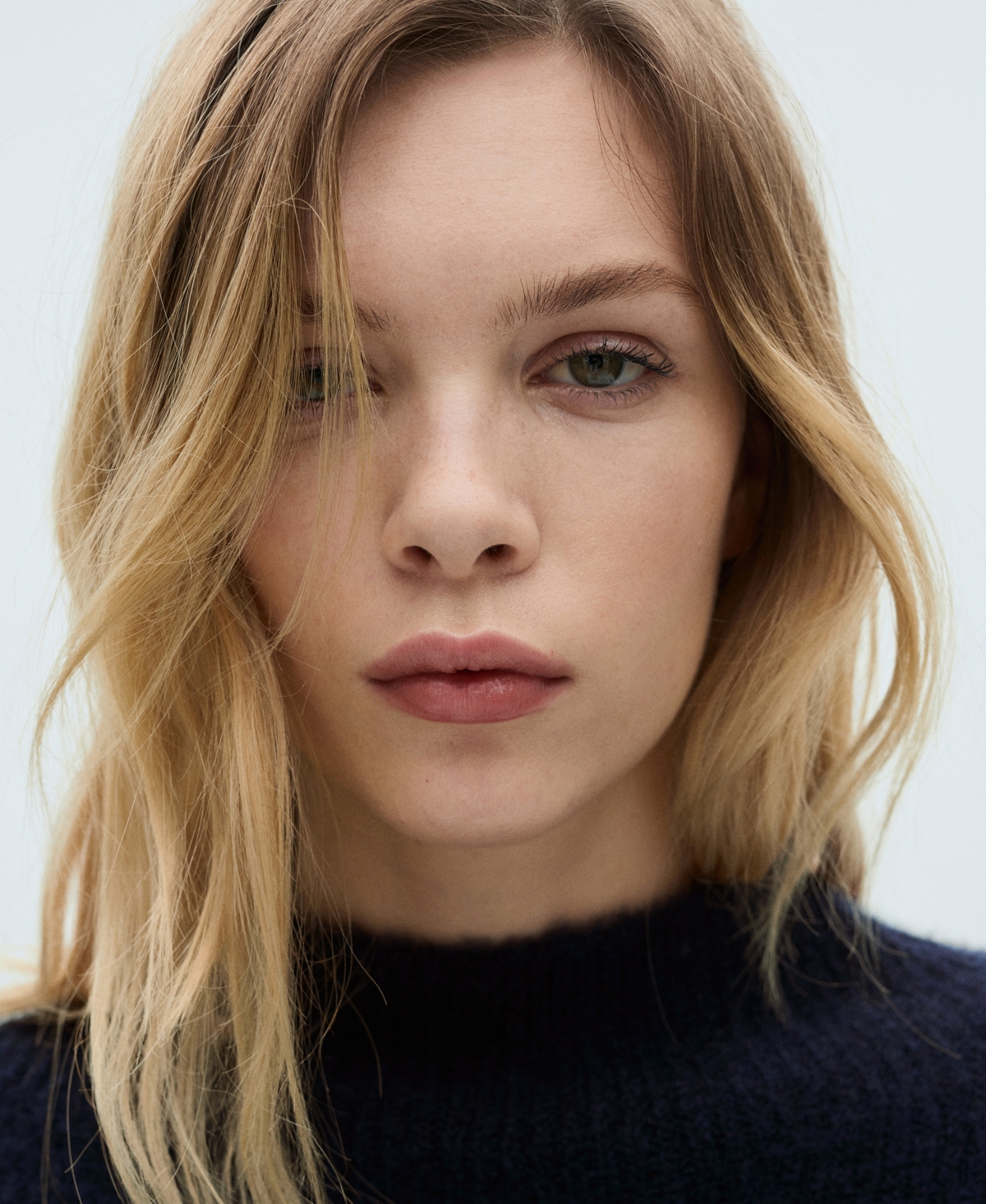Mango Perkins-neck Striped Sweater Dark Navy In Dark Navy