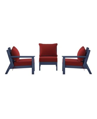 Outdoor Patio HDPE Navy Blue Sectional Sofa with Patio Cushions