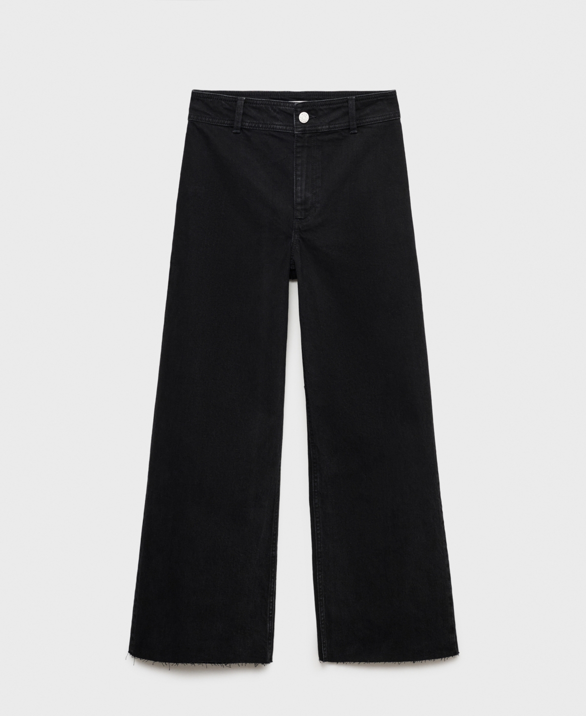 Shop Mango Women's Catherin Culotte High-rise Jeans In Black Denim