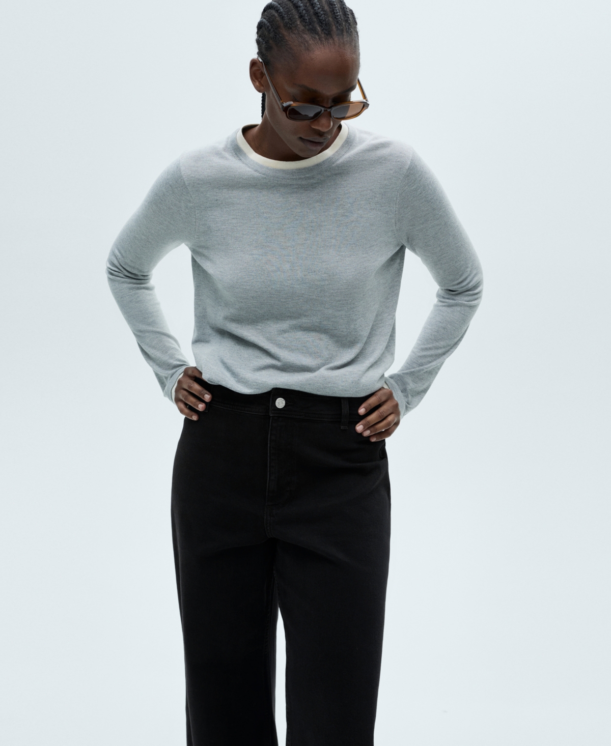 Shop Mango Women's Catherin Culotte High-rise Jeans In Black Denim