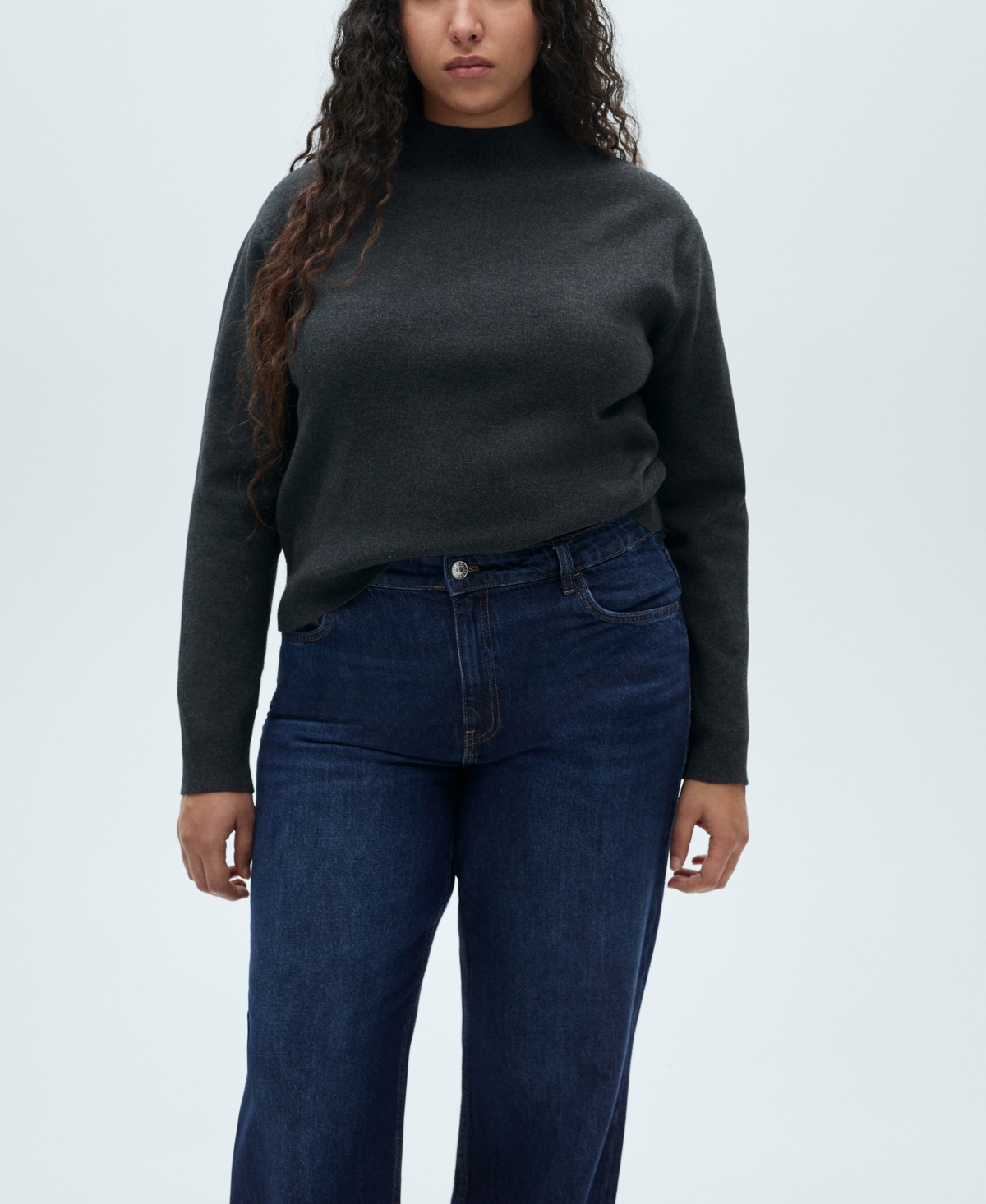Shop Mango Women's Danila Wide Leg High-rise Jeans In Dark Blue