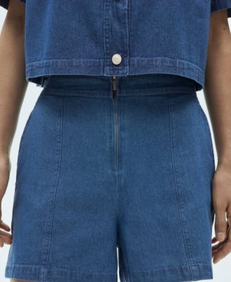Women's Denim Effect Cotton Shorts