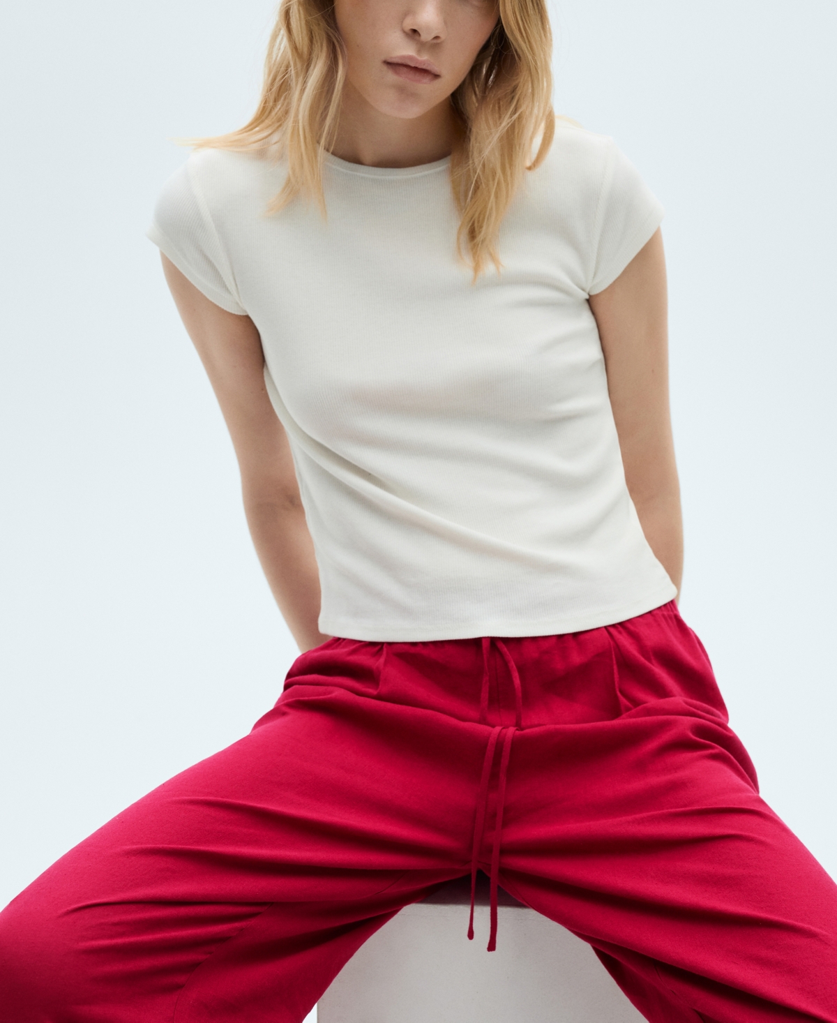 Shop Mango Women's Flowing Linen Pants In Fuchsia