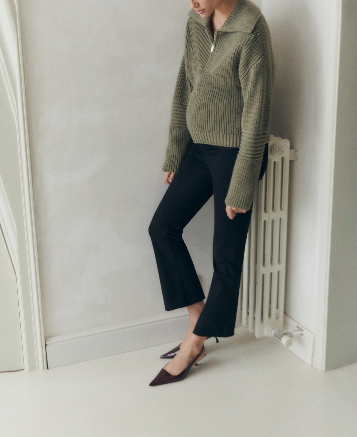 Mango Maternity Flared Cropped Jeans Black Denim In Black Denim