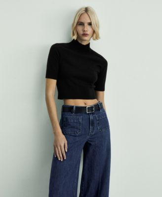 Women's Pockets Detail Wide Leg Jeans