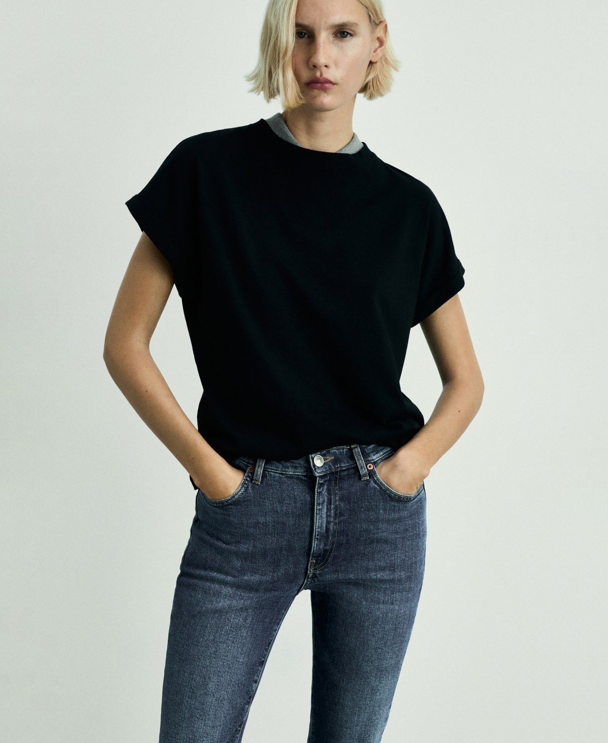 Mango Claudia Slim-fit Cropped Jeans Dark Blue In Dark Blue