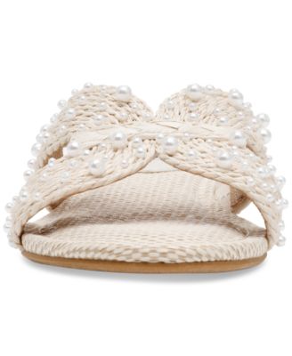 Women's Geeya Pearl Embellished Crisscross Slide Sandals