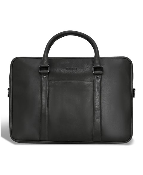 Кожаный тонкий портфель Champs Onyx Collection, цвет: Чёрный