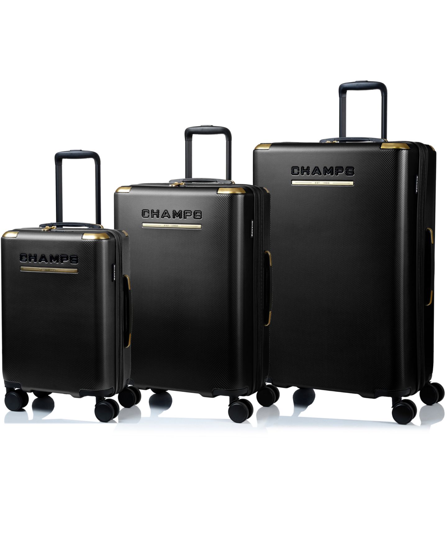 Чемоданы CHAMPS 3-Piece Luxe II Collection Hardside Luggage Set, цвет: Чёрный — фото 1